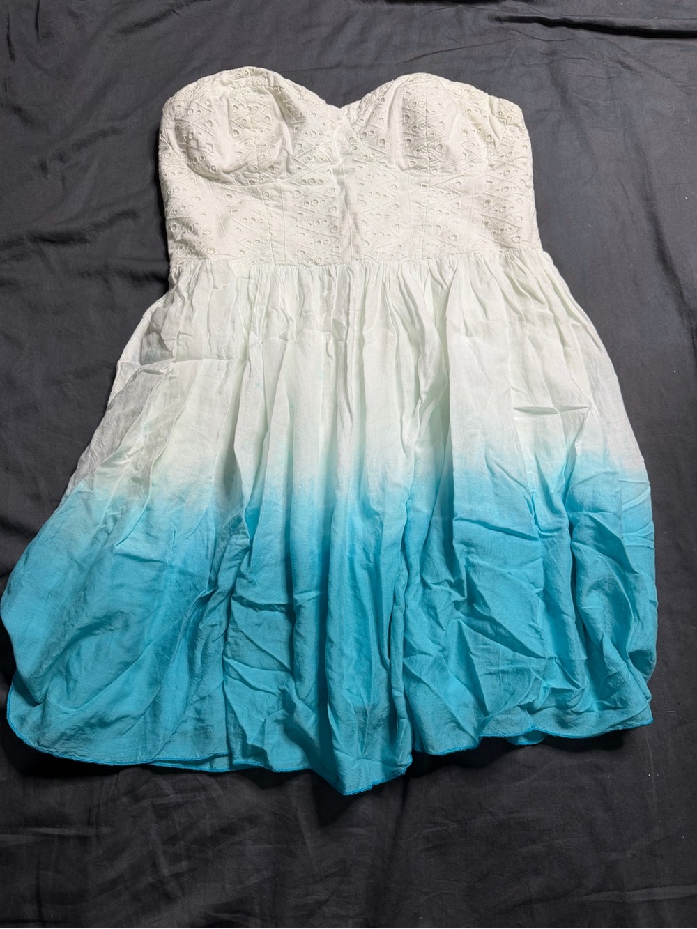 American Eagle Outfitters White to Blue Ombre Strapless Dress